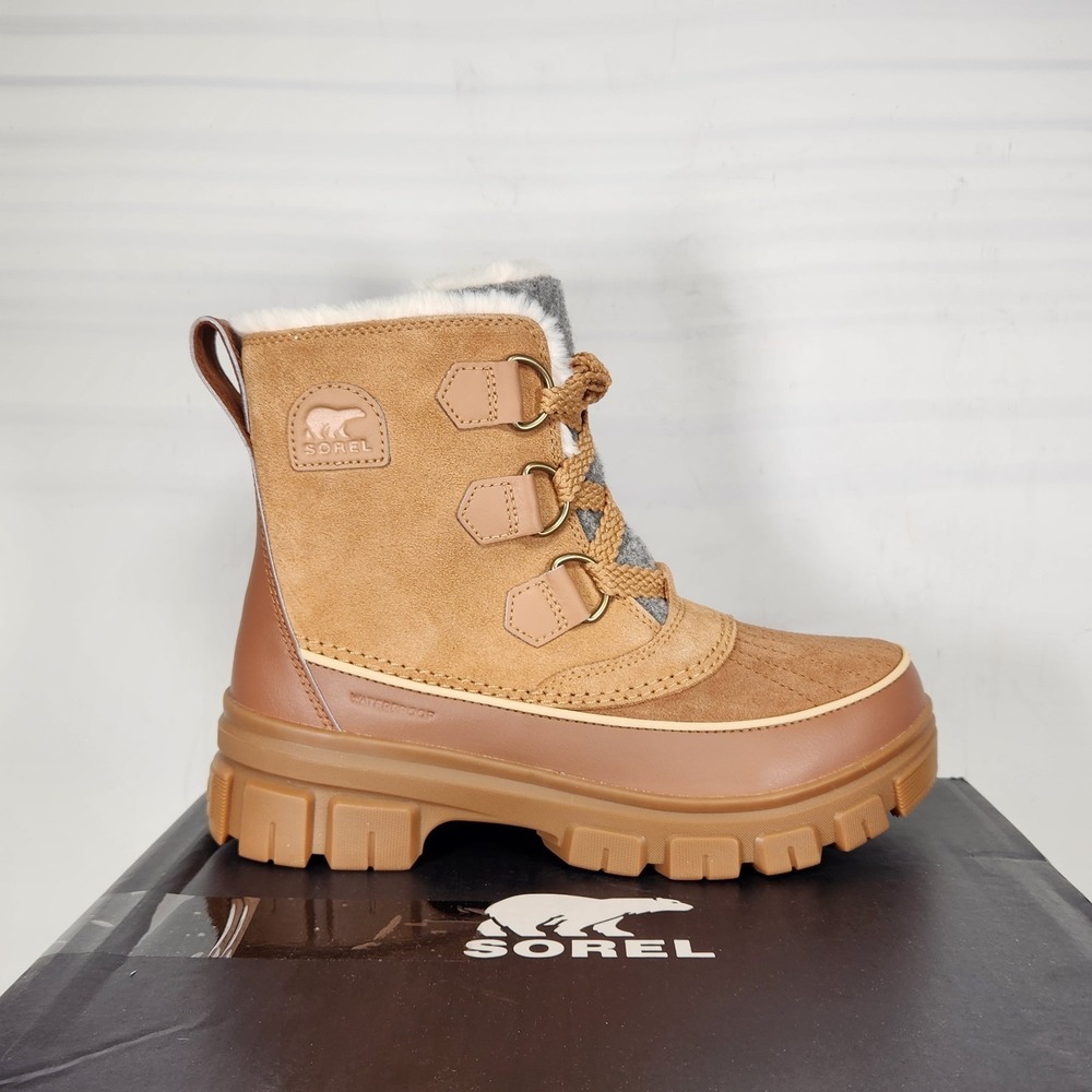 Sorel Tivoli V WP Boots Women Size 8 Tawny Buff Waterproof Insulated Suede